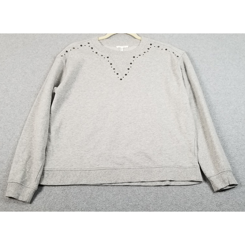 Maurices Sweatshirt Womens Medium Gray Studded Neckline Pullover Long Sleeve Top
